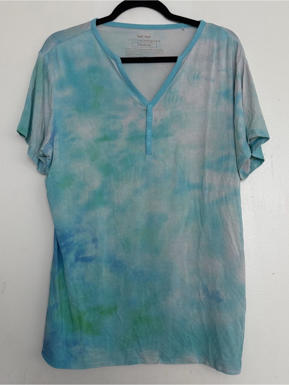 Little Sleepies Women’s Short Sleeve Pajama Top Tidepool Watercolor Size Medium